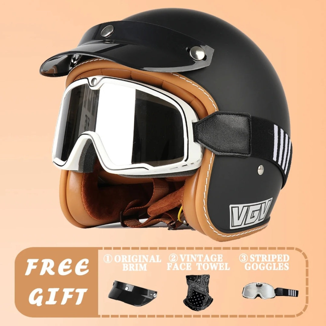 EchoRetro Classic Open Face Helmet – DOT/ECE Approved