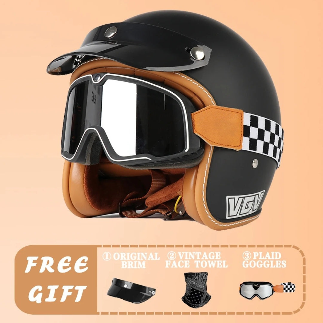 EchoRetro Classic Open Face Helmet – DOT/ECE Approved