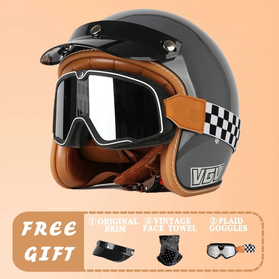 EchoRetro Classic Open Face Helmet – DOT/ECE Approved
