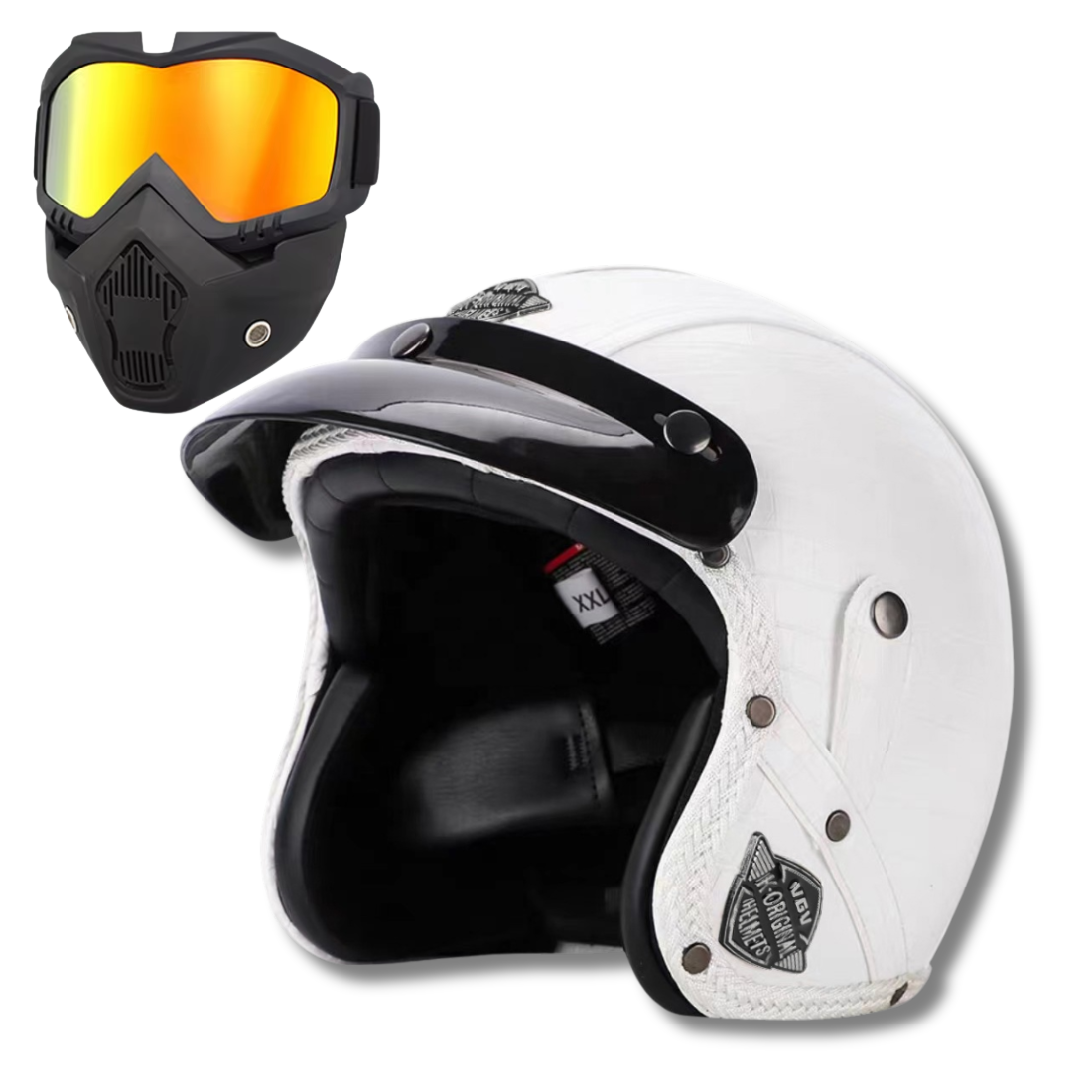 Premium Vintage Leather Open Face Helmet - DOT & ECE Approved