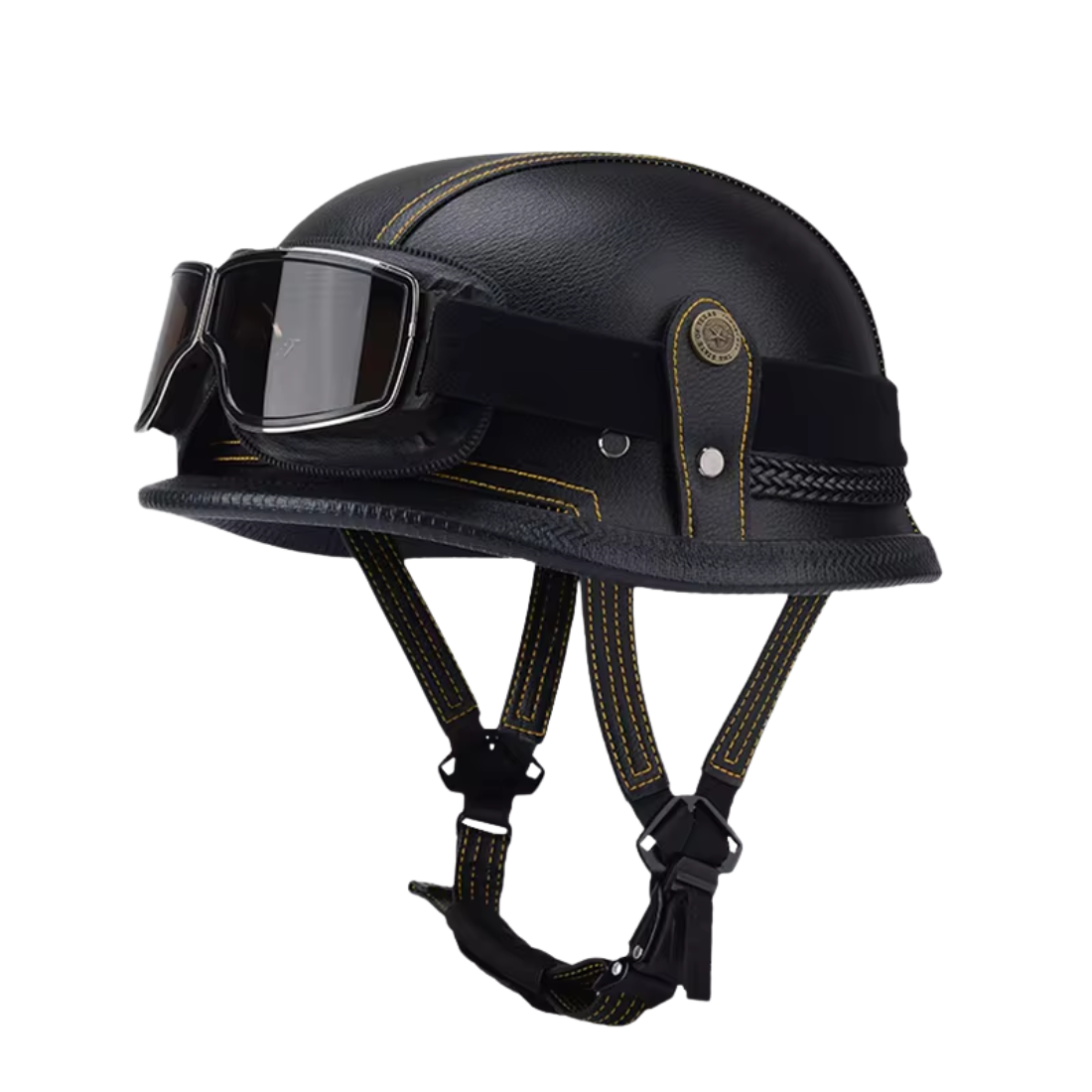 Retro German Leather Half Helmet Motorcycle - DOT Certification