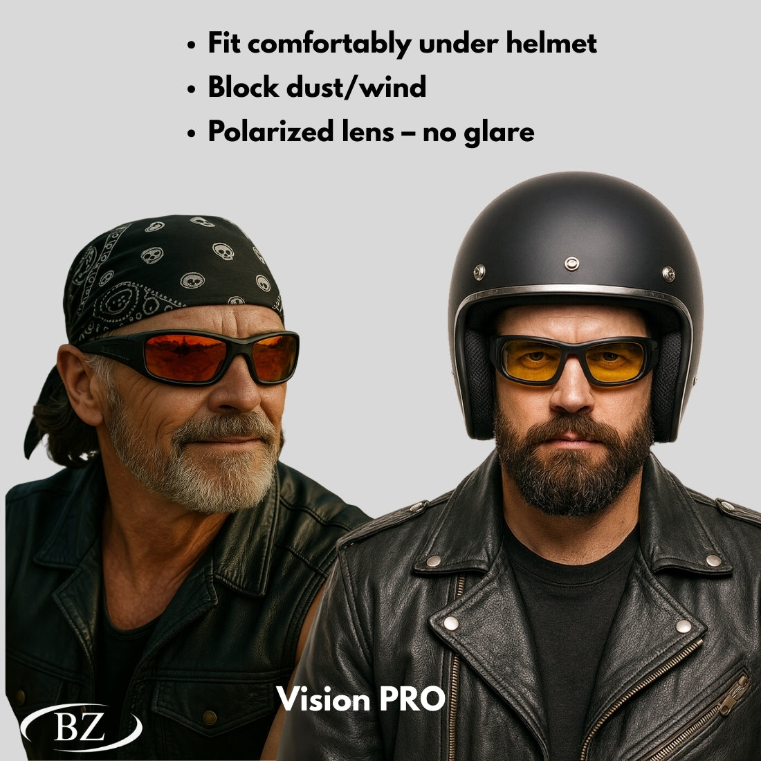 BikerZoneZ Polarized Sunglasses | Includes 4 Lens Colors
