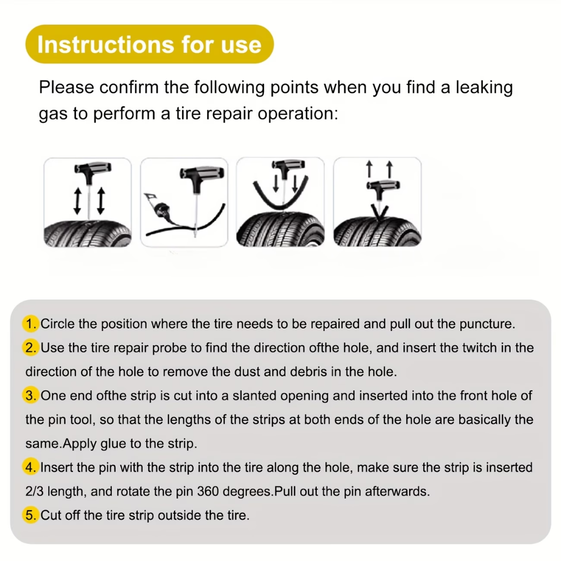 Portable Tubeless Tire Repair Kit – Emergency Plug Tool Set for Motorcycles, Scooters & Cars