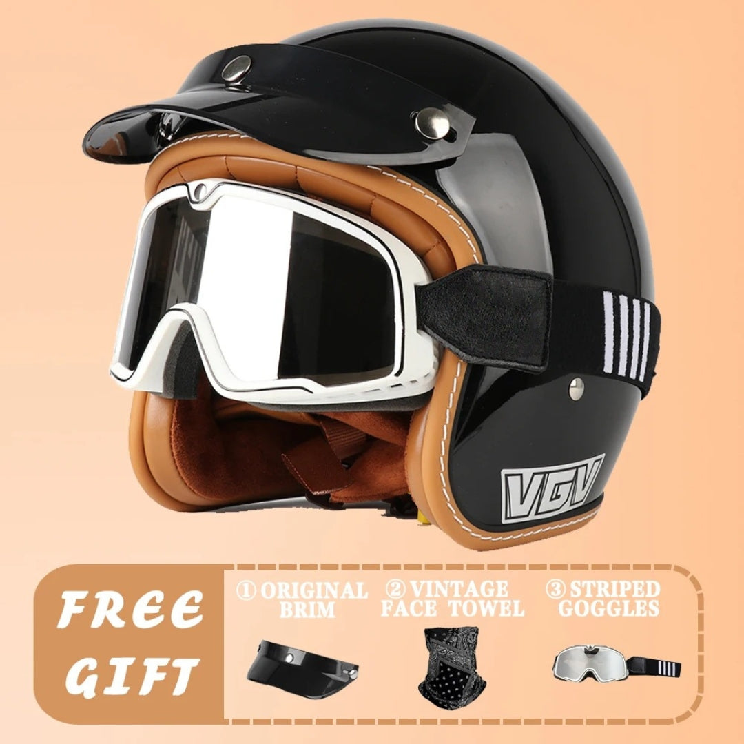 EchoRetro Classic Open Face Helmet – DOT/ECE Approved