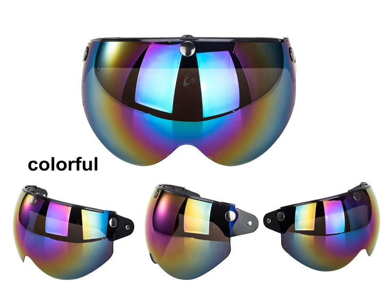 Universal 3-Snap Visor for Open-Face Motorcycle Helmet