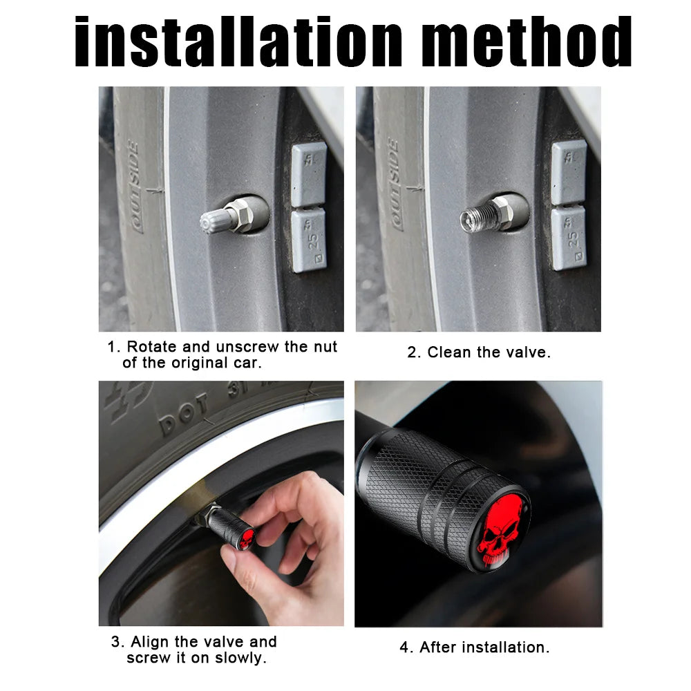 4PCS Skull Valve Stem Caps