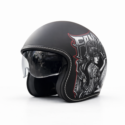 Premium Retro Open-Face Motorcycle Helmet – DOT & ECE Approved