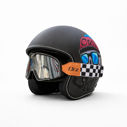 Premium Retro Open-Face Motorcycle Helmet – DOT & ECE Approved
