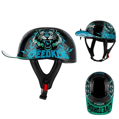 Retro Biker Half Helmet – Lightweight Skull Cap for Cruiser Riders