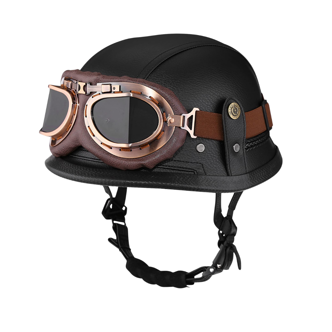 dot approved leather motorcycle helmet VCAN Cruiser Solid Flat Black Half Face suitable for both men and women Retro German Motorcycle Half Helmet