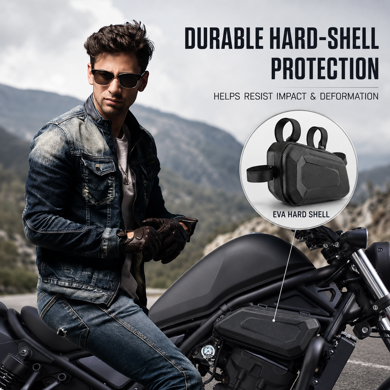 BikerZonez Low Profile Hard Shell Motorcycle Side Bag