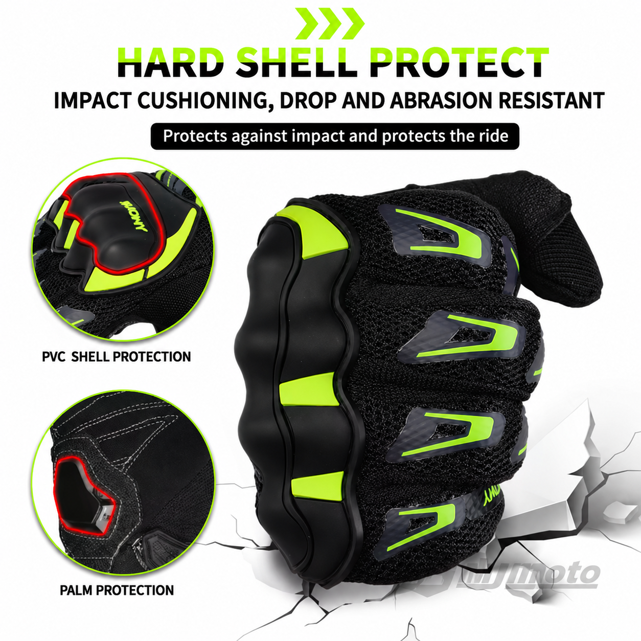 BikerZoneZ™ Summer Breathable Touch Screen Motorcycle Gloves - Hard-Shell Protection