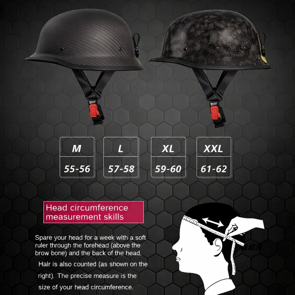Carbon Fiber Vintage Half Helmet – DOT & ECE Certified