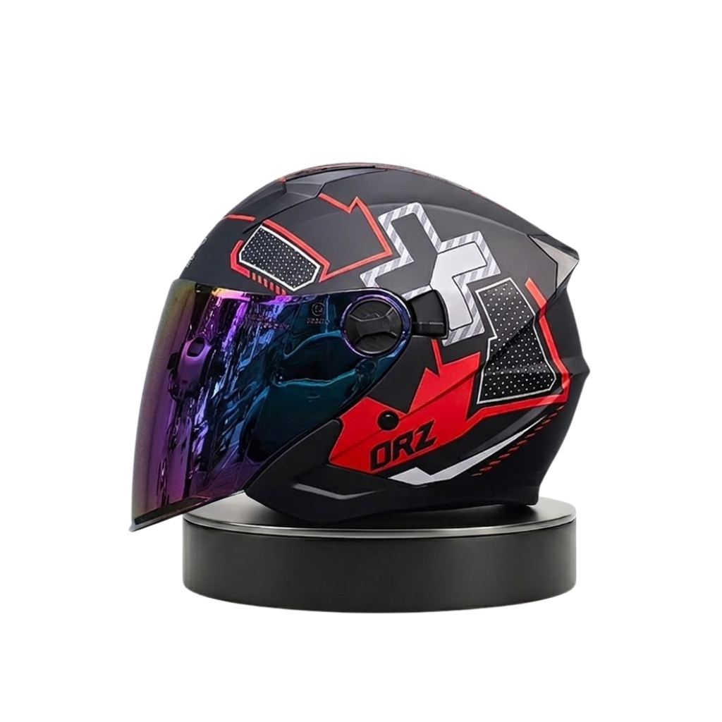 ORZ Premium Open-Face Helmet – Dual Visor Performance Edition