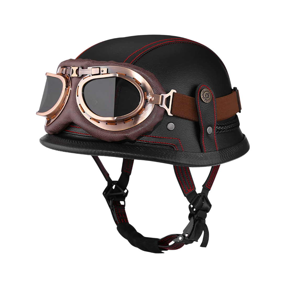 Retro German Leather Half Helmet Motorcycle - DOT Certification