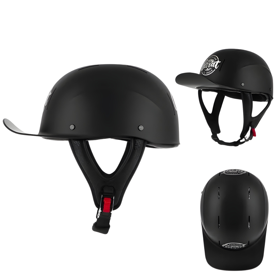 Retro Biker Half Helmet – Lightweight Skull Cap for Cruiser Riders