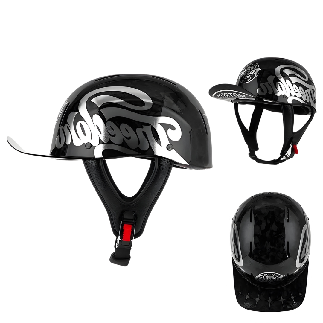 Retro Biker Half Helmet – Lightweight Skull Cap for Cruiser Riders