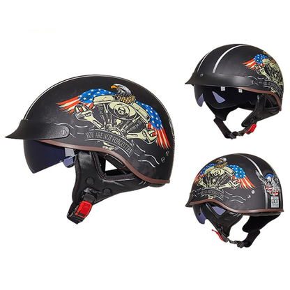 Old School Open Face Biker Helmet – DOT Certified