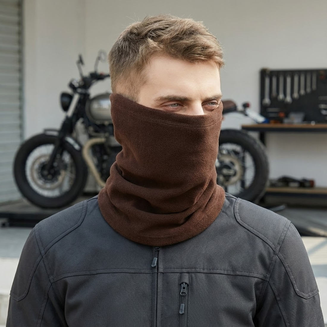 Biker Winter Fleece Neck Cover - Warm, Fleece Lined and Breathable