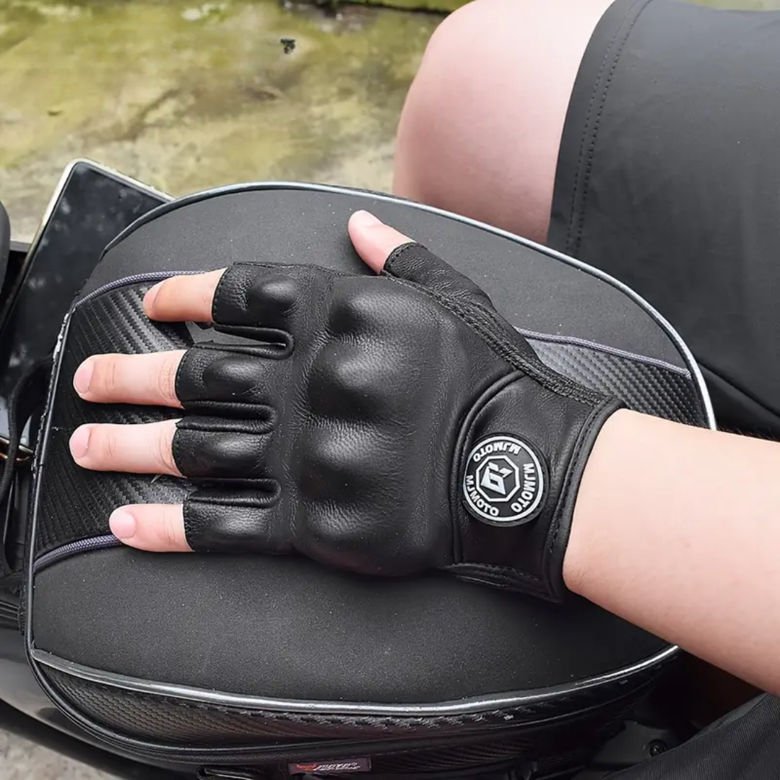 Motorcycle Half Finger Leather Gloves