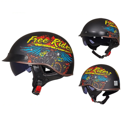 Old School Open Face Biker Helmet – DOT Certified