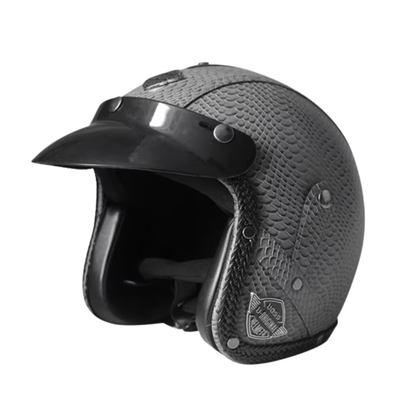 Premium Vintage Leather Open Face Helmet - DOT & ECE Approved