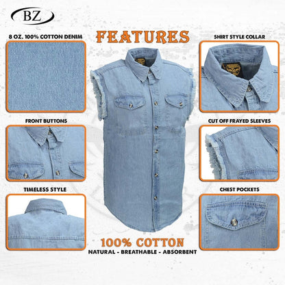 BikerZoneZ Sleeveless Denim Jacket