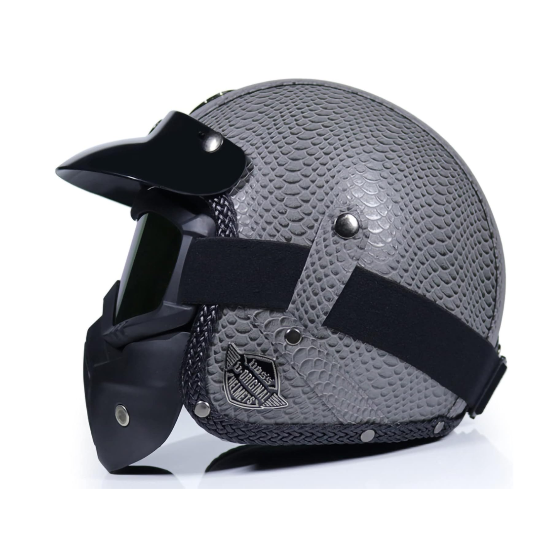 Premium Vintage Leather Open Face Helmet - DOT & ECE Approved