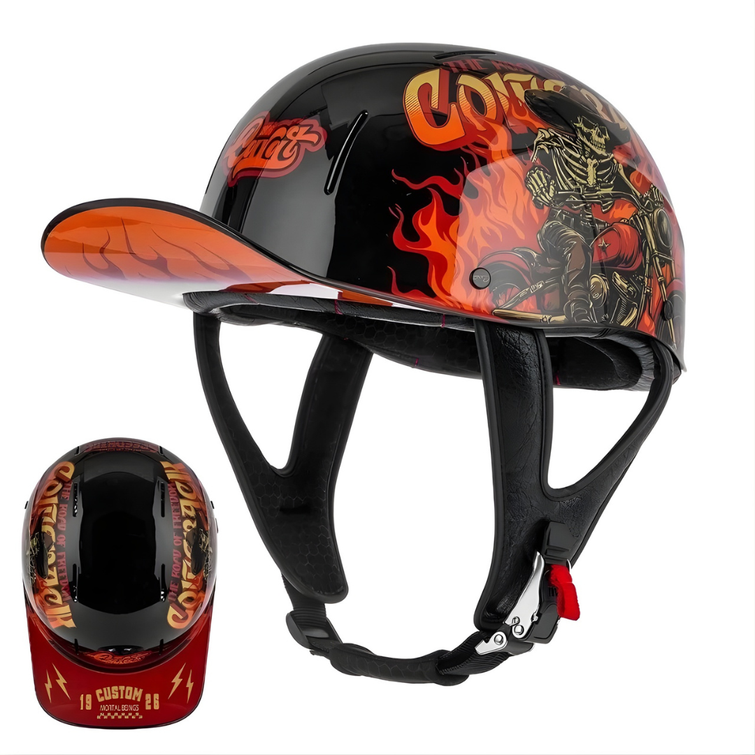 Retro Biker Half Helmet – Lightweight Skull Cap for Cruiser Riders