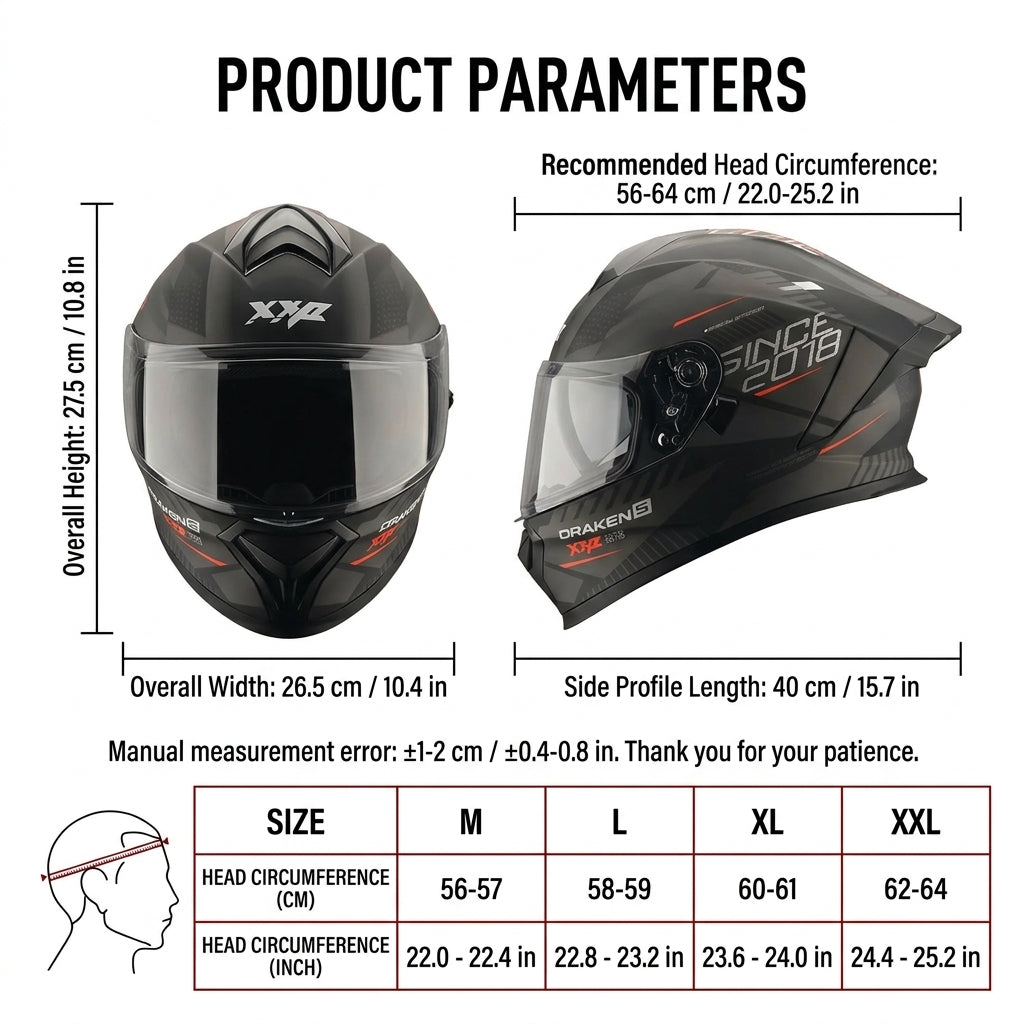 XXP Draken S Full Face Helmet - DOT & ECE Approved