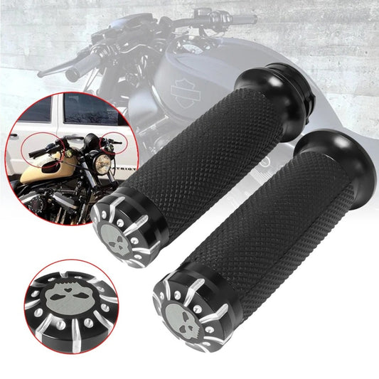 Universal CNC Aluminum & Rubber Motorcycle Handlebar Grips – 1 Inch