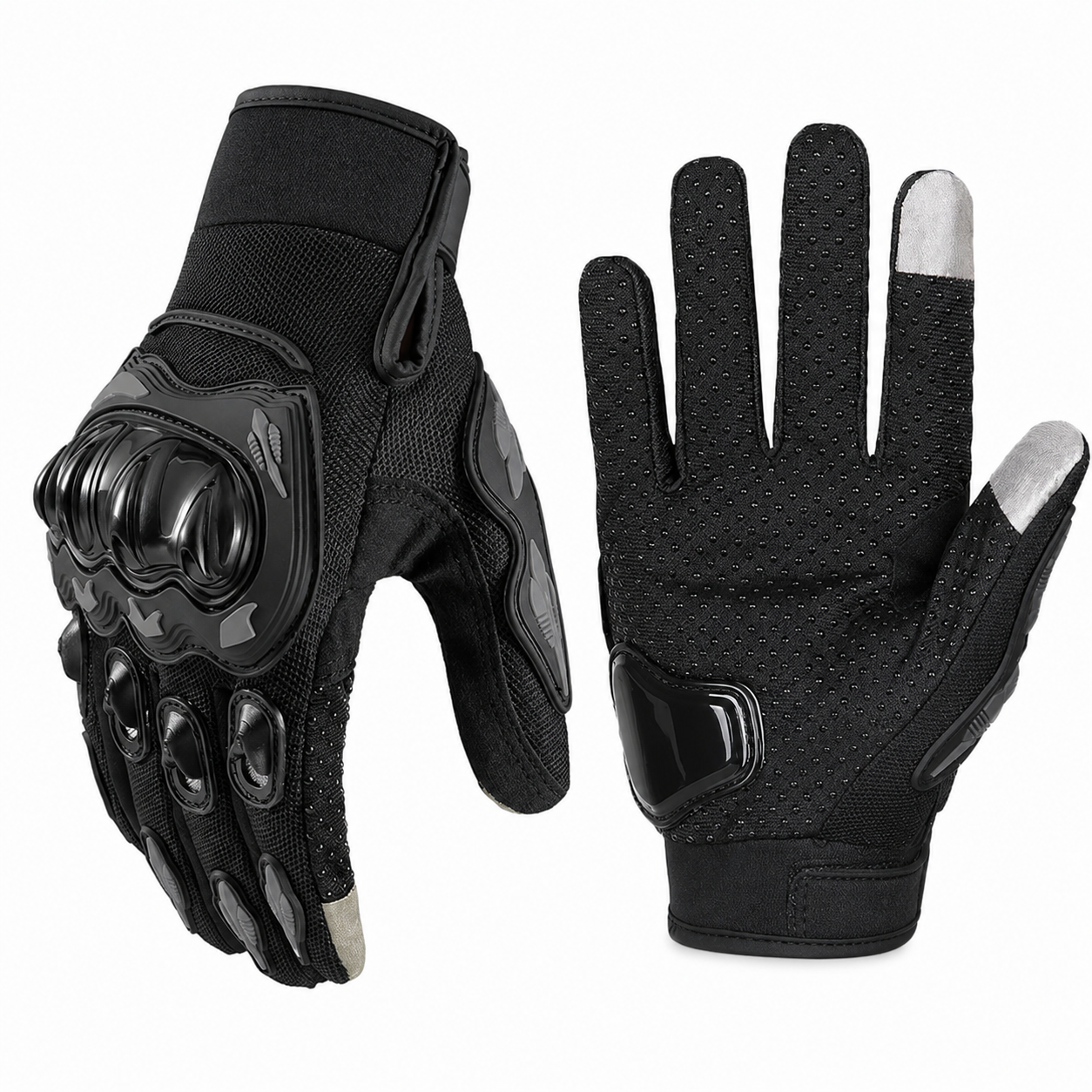 BikerZoneZ™ Summer Breathable Touch Screen Motorcycle Gloves - Hard-Shell Protection