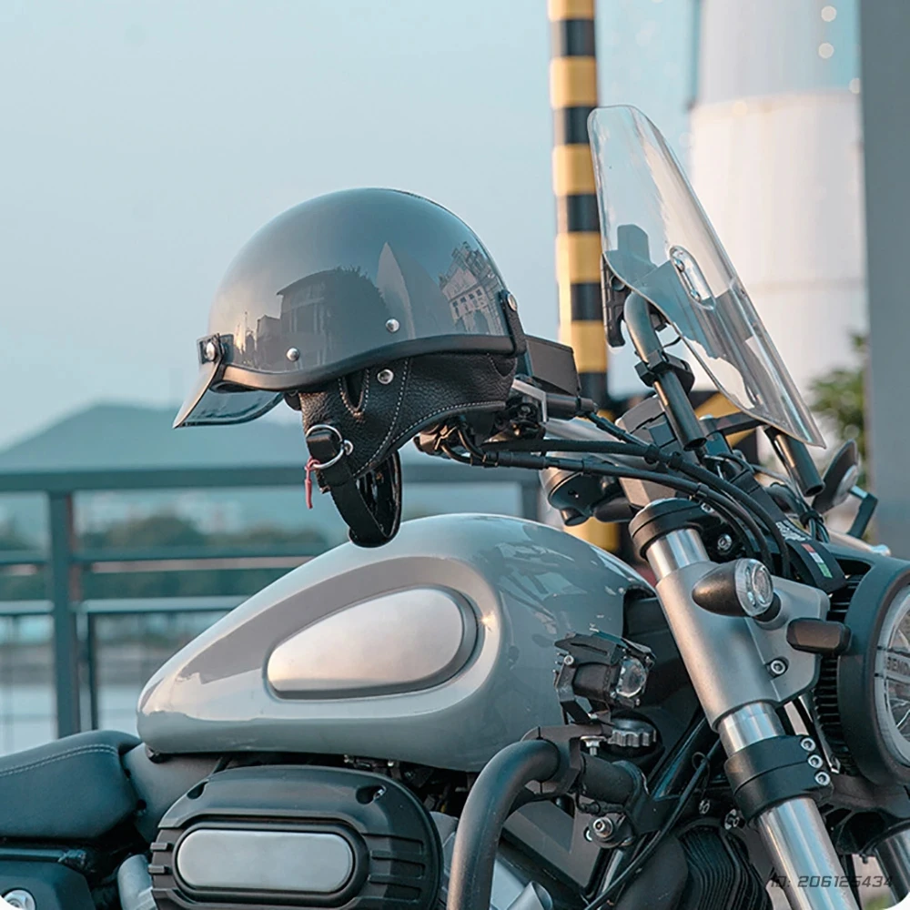 Premium Vintage Half Helmet – DOT & ECE Approved Motorcycle Helmet with Visor