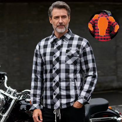Vintage Armored Flannel Motorcycle Jacket - CE Certified Armor