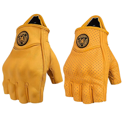 Motorcycle Half Finger Leather Gloves