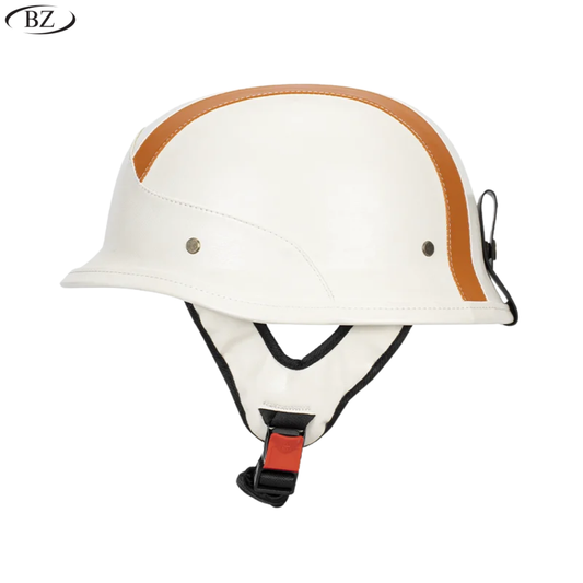 German Style M35 Leather Half-Face Motorcycle Helmet - DOT Certified