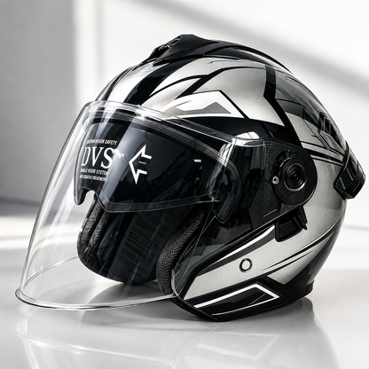BikerZoneZ Dual Visor Modular Open Face Helmet - DOT Certified