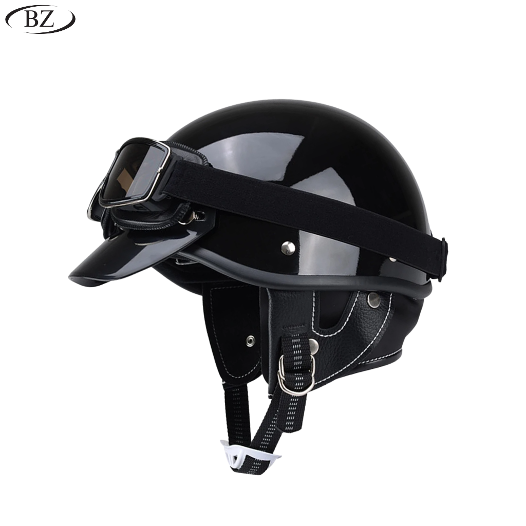 Premium Vintage Half Helmet – DOT & ECE Approved Motorcycle Helmet with Visor