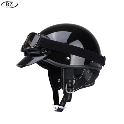 Premium Vintage Half Helmet – DOT & ECE Approved Motorcycle Helmet with Visor