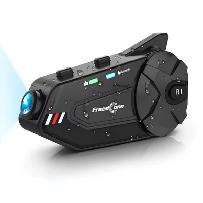BikerZoneZ R1 Plus Motorcycle Intercom with 1080P Dash Cam