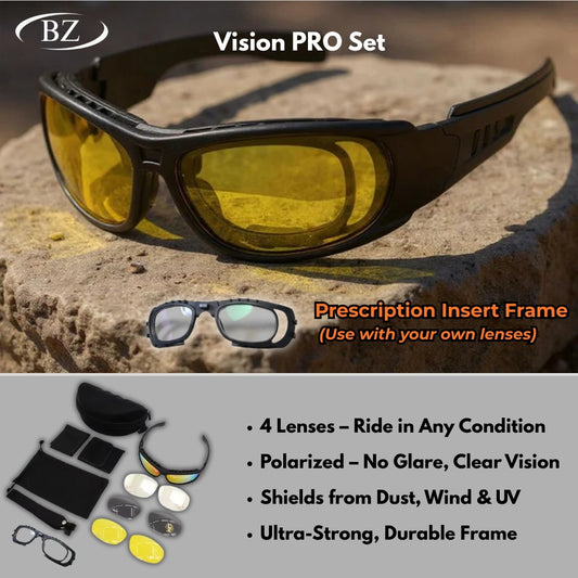 BikerZoneZ Polarized Sunglasses | Includes 4 Lens Colors