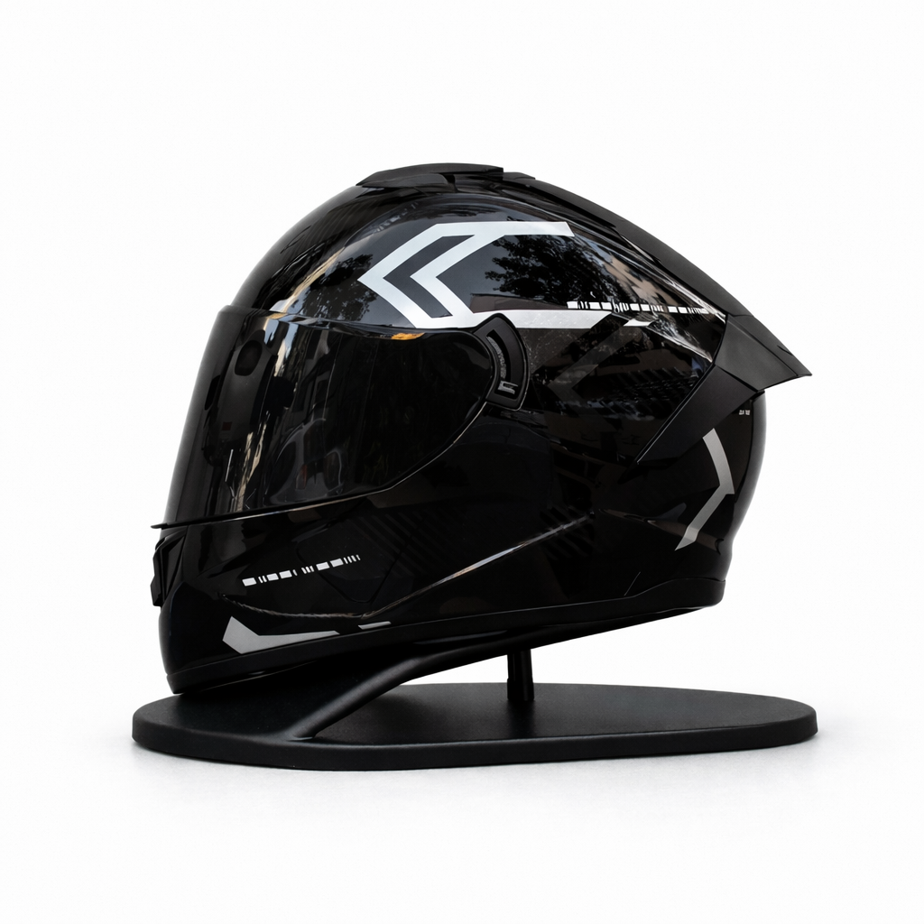 black motorcycle helmet safety with Horns & Black Visor Also Has A Quick Release Lock Retention System Propel - Safety Labs Helmets