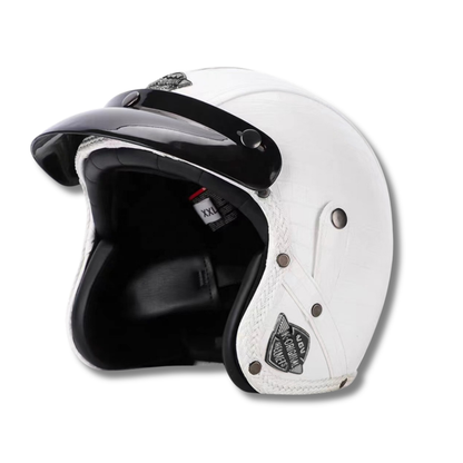 Premium Vintage Leather Open Face Helmet - DOT & ECE Approved