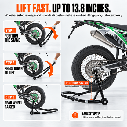 BikerZonez Heavy-Duty Front & Rear Motorcycle Stand Set