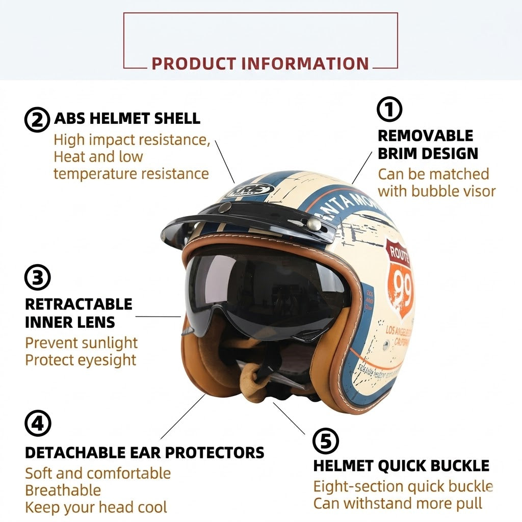 Low Profile Retro Open Face Helmet – DOT Approved