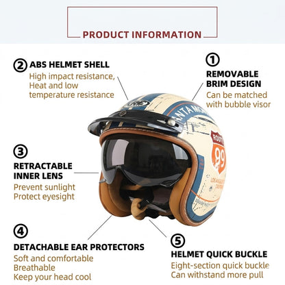 Low Profile Retro Open Face Helmet – DOT Approved