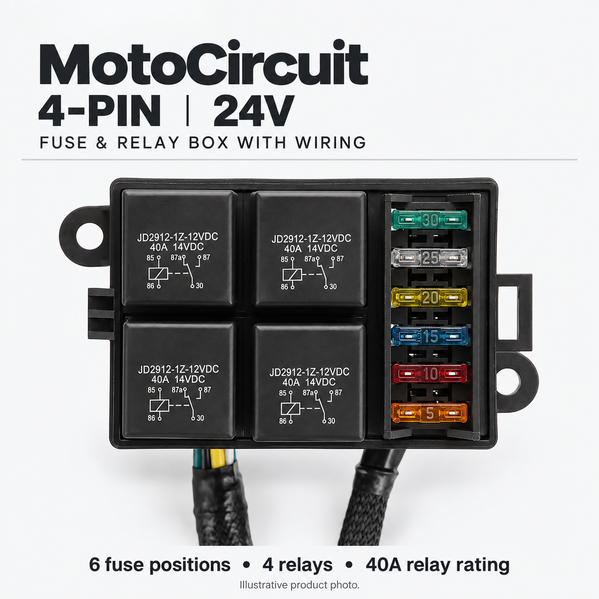 BikerZonez MotoCircuit 6-Way Fuse & Relay Box