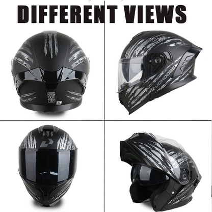 BikerZoneZ Flip-Up Motorcycle Helmet - DOT Certification