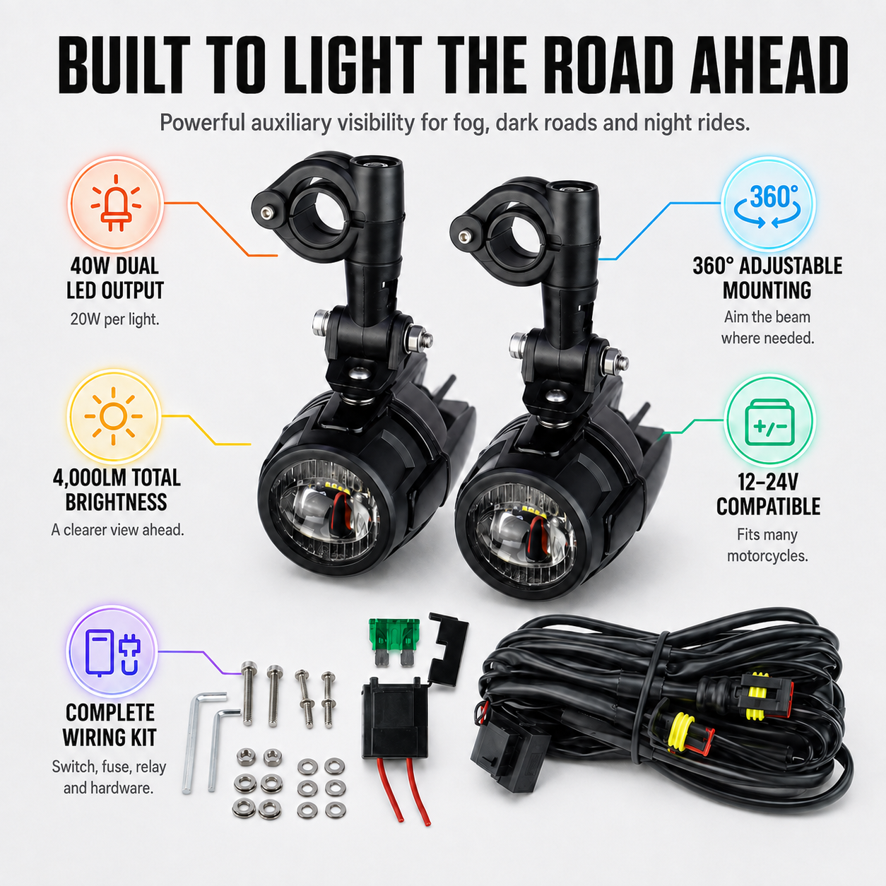 BikerZonez Auxiliary Lights