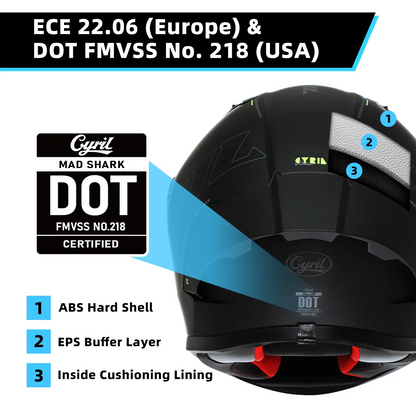 BikerZoneZ Standard Full Face Helmet - DOT & ECE Approved